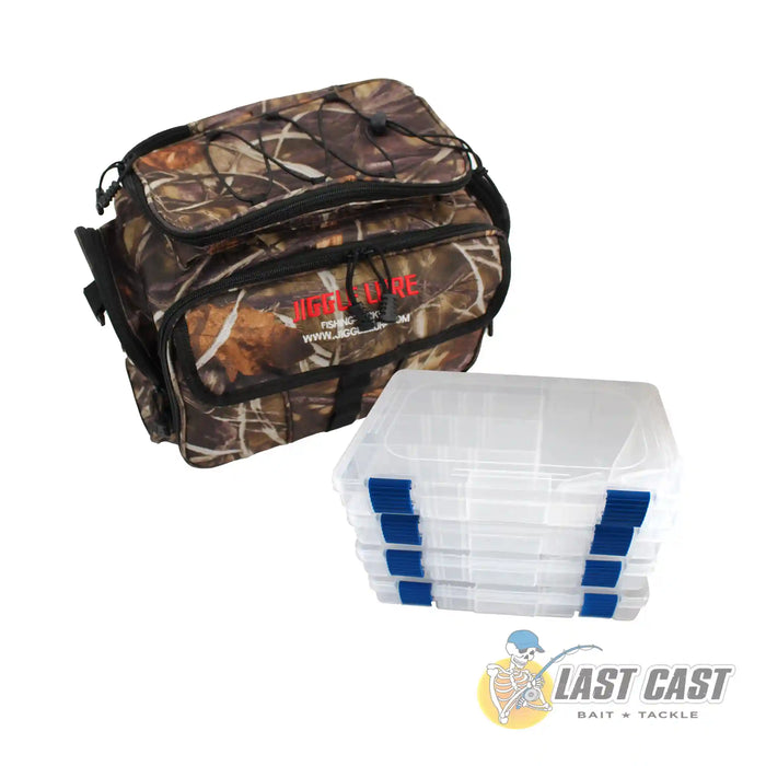 Jiggle Lure Tackle Bag Backpack with 4 Tackle Boxes