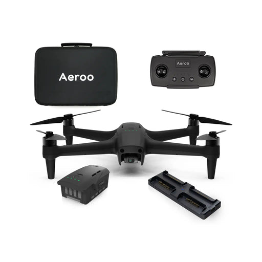 Aeroo Pro Drone Combo Kit front view with Battery Controller Case and Multi-Station Fast Charger