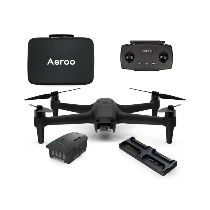 Aeroo Pro Drone Combo Kit front view with Battery Controller Case and Multi-Station Fast Charger