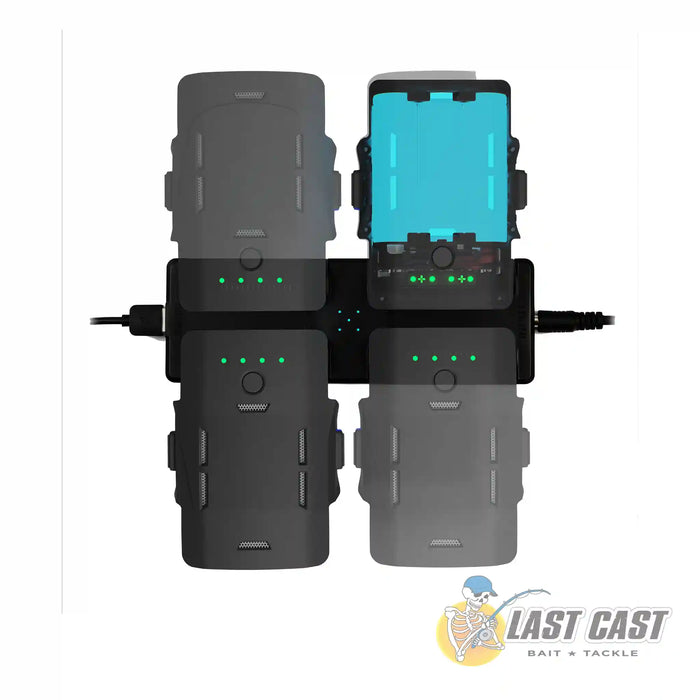 Aeroo Pro Multi Station Battery Charger with batteries top down contents exposed