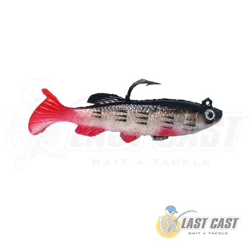 Burle Lead Jig Head Soft Bait Lure with main hook and treble hook Brown Red