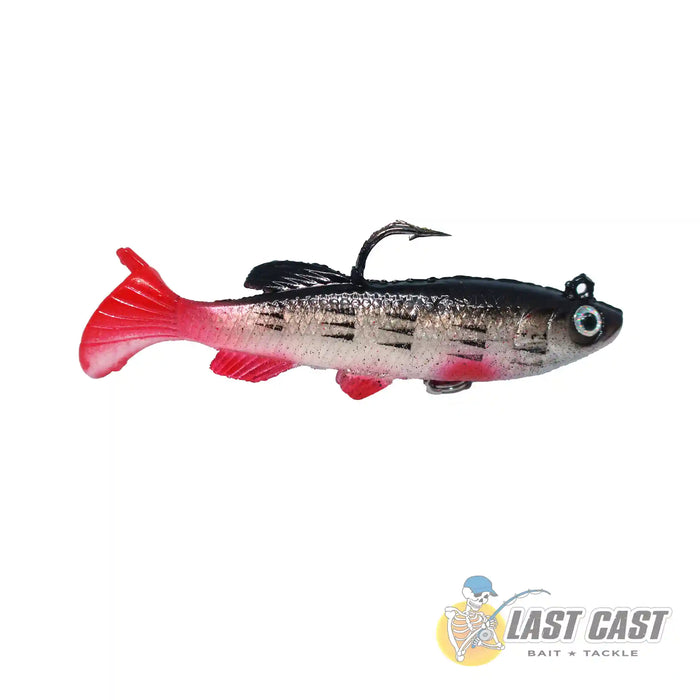 Burle Lead Jig Head Soft Bait Lure with main hook and treble hook Brown Red