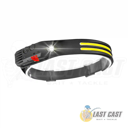 COB Rechargeable Headlamp 350 Lumens Angle Right with Flashlight On