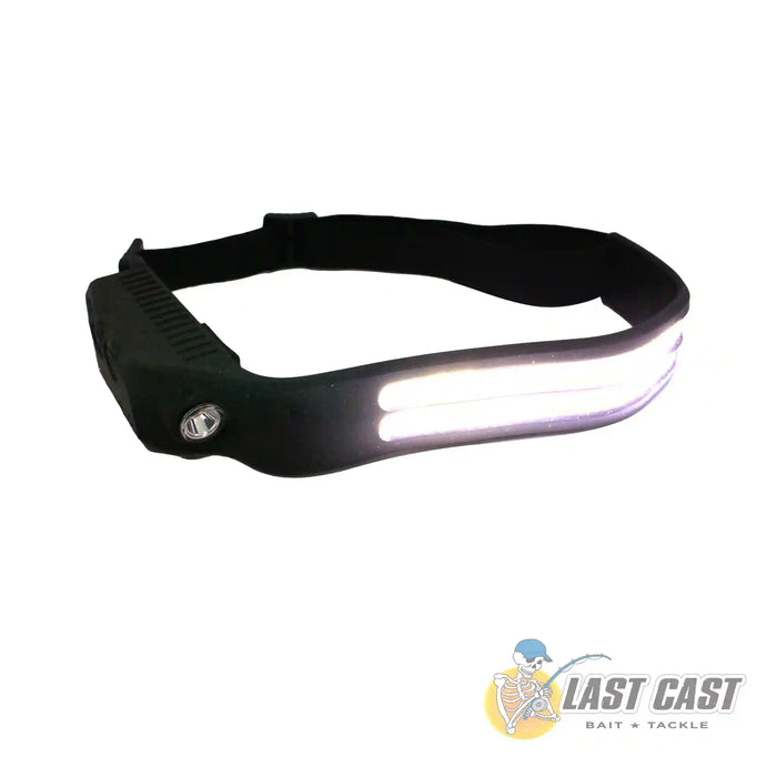 COB Rechargeable Headlamp 350 Lumens Angle Right Front Striplight On