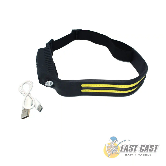 COB Rechargeable Headlamp 350 Lumens Front with Charger