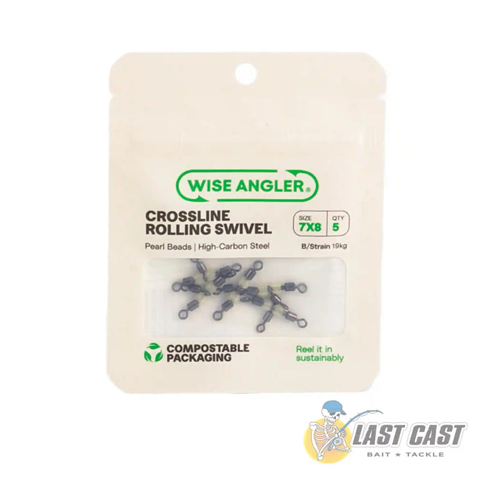 Crossline Rolling Swivel with Pearl Beads in Packaging Size 7x8