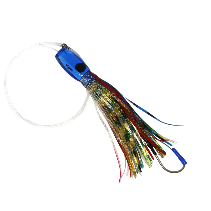 Fatboy Lures Tuna Fishing Pre-Rigged 5 Pack Viper Lure with Gold and Blue Skirt