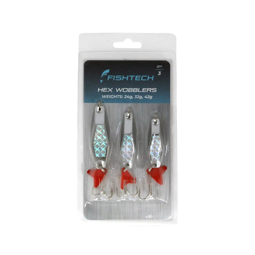 Fishtech Hex Wobblers Value 3-Pack Light in packaging