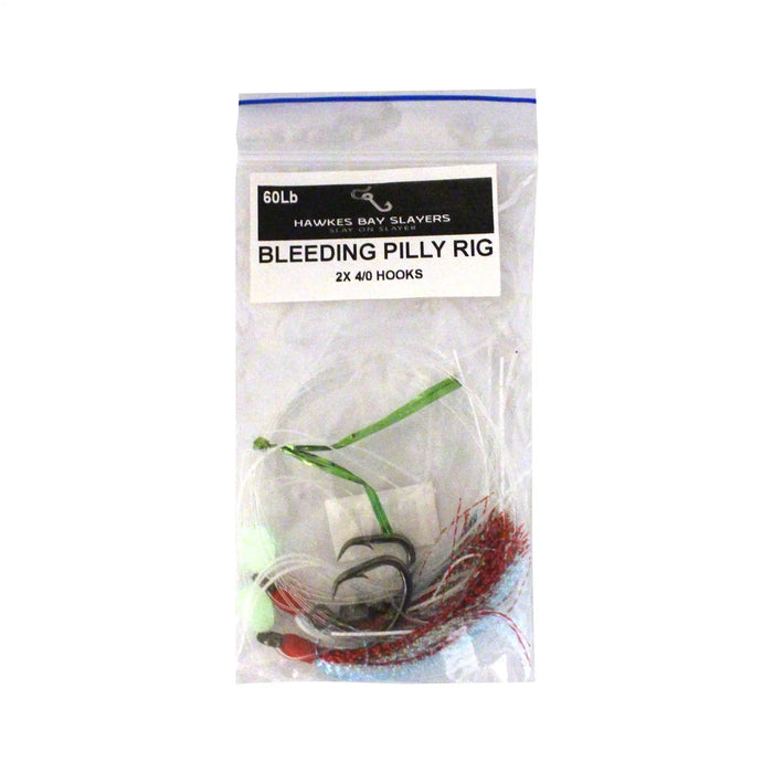 Hawkes Bay Slayers Bleeding Pilly Rig hand-tied flasher hook rig in Packaging