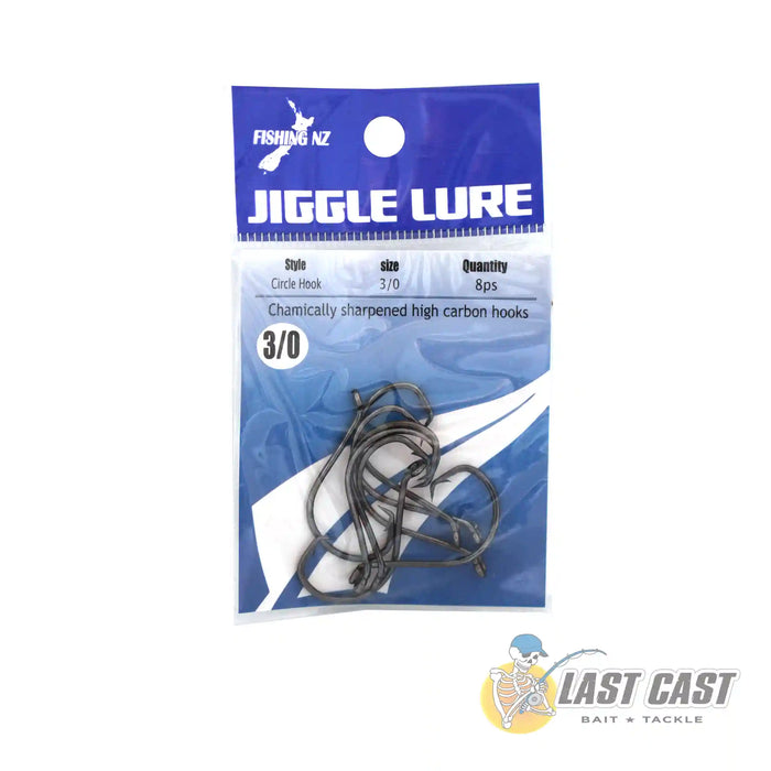Jiggle Lure Circle Hook Carbon Steel 3/0 Packet 8 pieces
