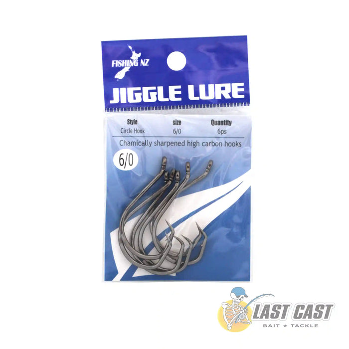 Jiggle Lure Circle Hook Carbon Steel 6/0 Packet 6 pieces