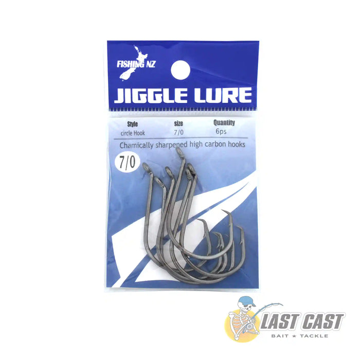 Jiggle Lure Circle Hook Carbon Steel 7/0 Packet 6 pieces