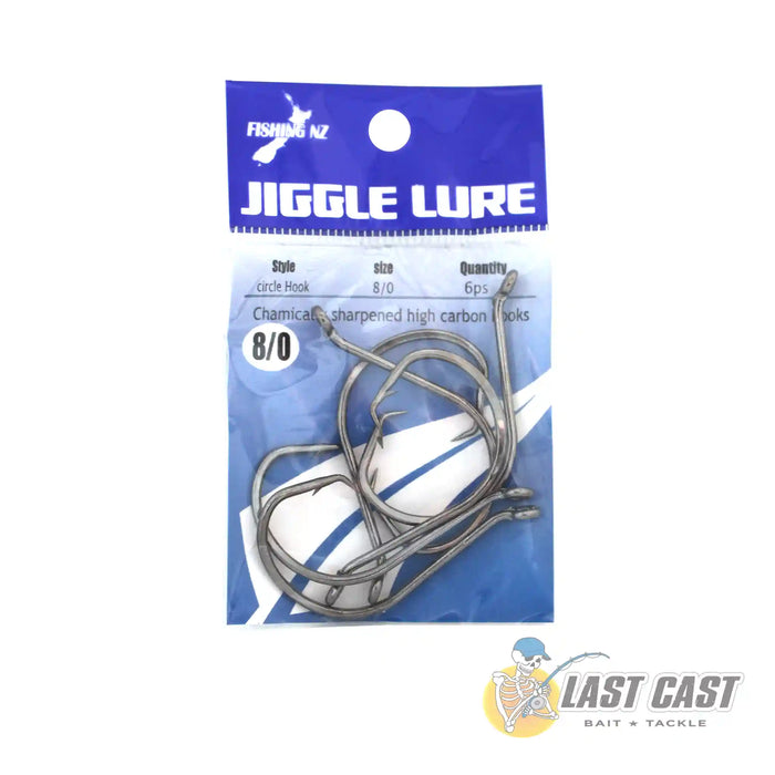 Jiggle Lure Circle Hook Carbon Steel 8/0 Packet 6 pieces