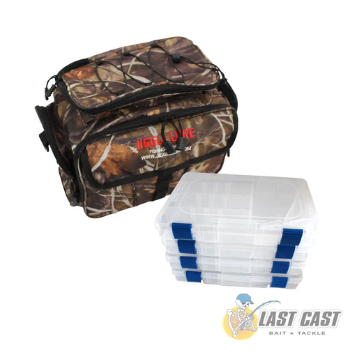 Jiggle Lure Tackle Bag Backpack with 4 Tackle Boxes