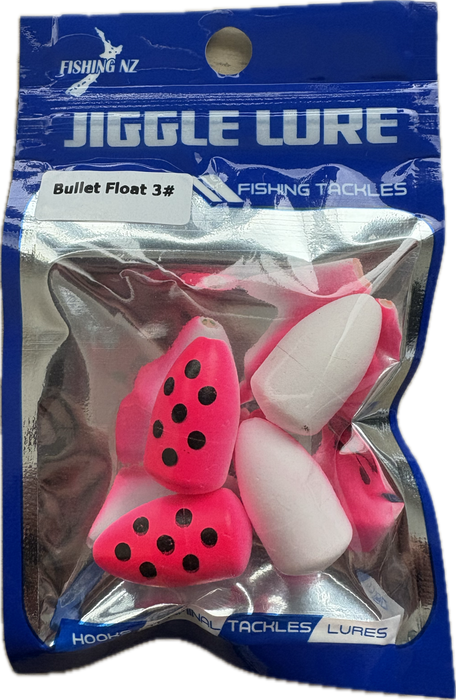 Jiggle Lure - Bullet Float 25mm Pink/White dotted one side 4pack