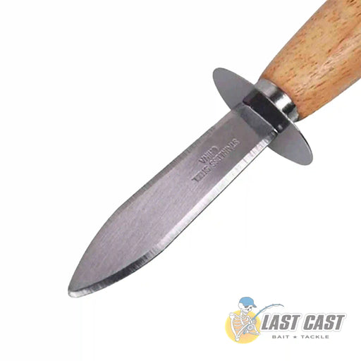 Last Cast Oyster Knife with Wooden Handle 15cm Blade Closeup Left
