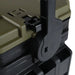 Close-up of Meiho Tackle Box Versus VS-7055N with Black Handle and Green Lid