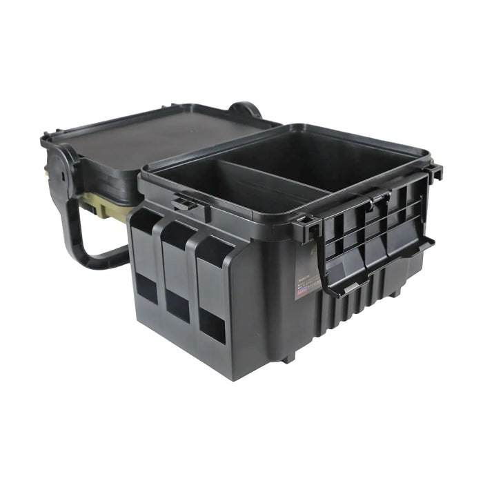Meiho Black and Green Tackle Box Versus VS-7055N with open lid