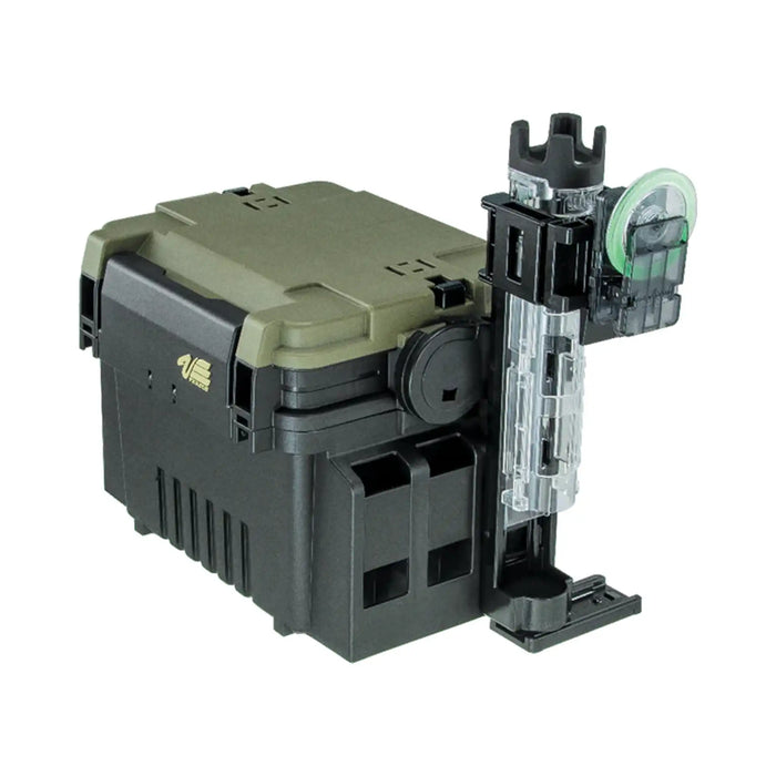 Meiho Black and Green Sturdy Tackle Box Versus VS-7055N with rod holder attachment