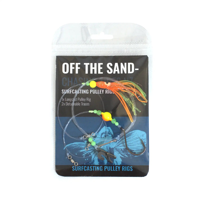 OTS Chasing Tides Surfcasting Pulley Rigs Orange Squid and Bead in Packaging