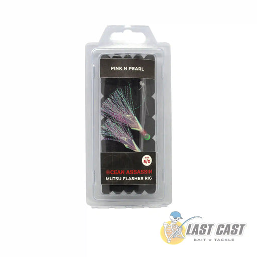 Ocean Assassin 2-Hook Mutsu Flasher Rig 5/0 Pink n Pearl in Packaging