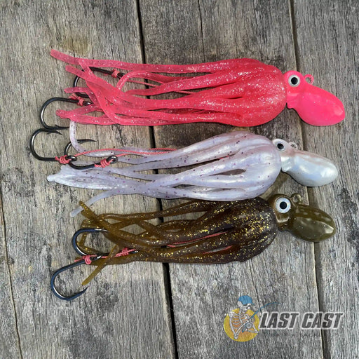 Snapper Tackle Octopus Slow Jigs Assorted on Wooden Background