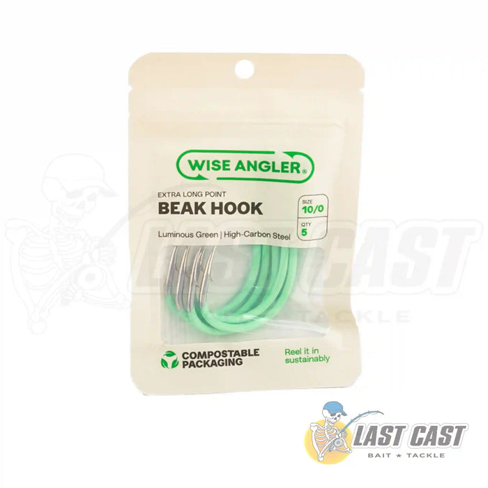 WISE ANGLER - BEAK HOOK WITH EXTRA LONG POINT IN LUMINOUS GREEN