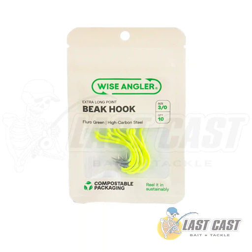 Wise Angler Beak Hook Extra Long Point in Fluorescent Green in Packaging Size 3_0