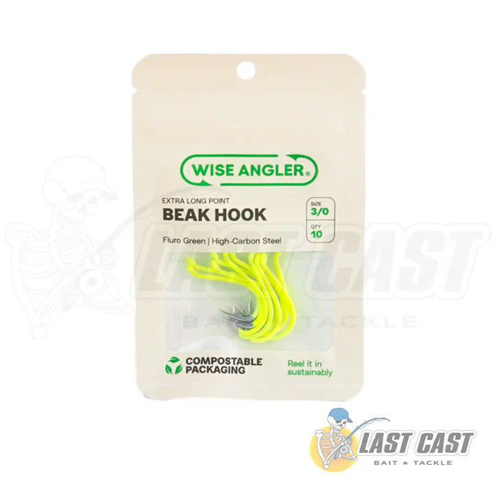 WISE ANGLER - BEAK HOOK WITH EXTRA LONG POINT IN FLUORESCENT GREEN — Last  Cast Bait and Tackle