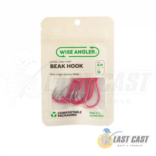 Wise Angler Beak Hook Extra Long Point in Pink in Recyclable Packaging Size 4_0