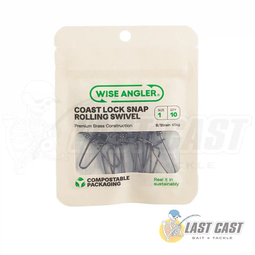 Wise Angler Coast Lock Snap Rolling Swivel in Packaging Size 1