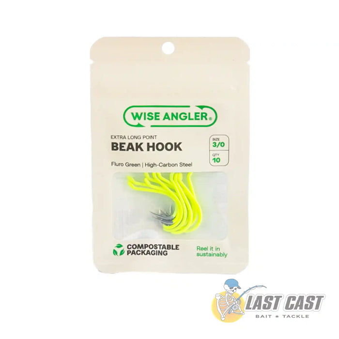Wise Angler Beak Hook Extra Long Point in Fluorescent Green in Packaging Size 3_0