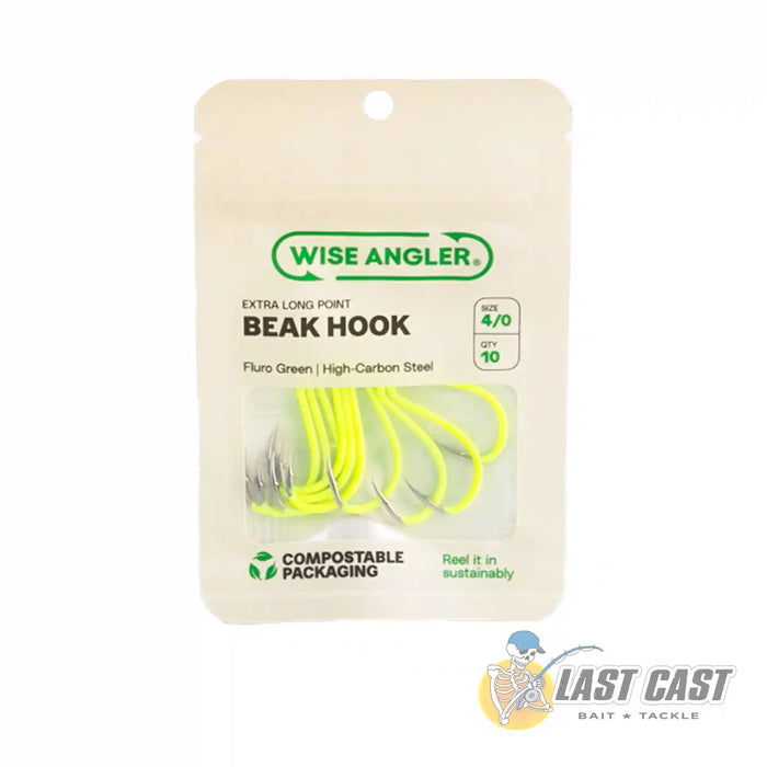 Wise Angler Beak Hook Extra Long Point in Fluorescent Green in Packaging Size 4_0