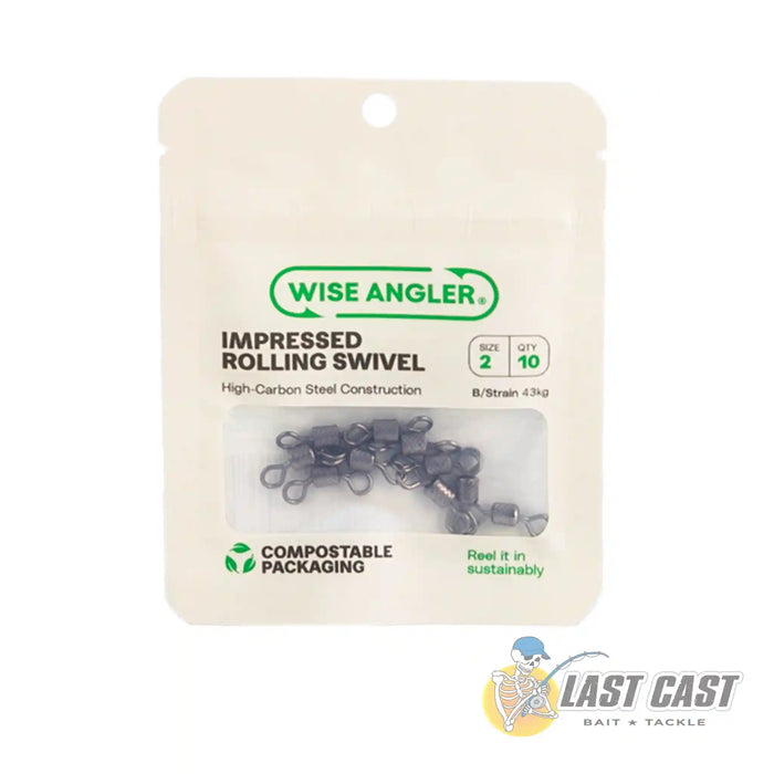 Wise Angler Impressed Rolling Swivel in Packaging Size 2