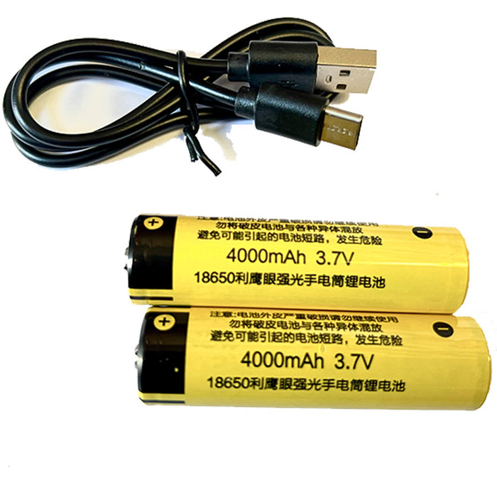Jiggle Lure - Alloy rechargeable LED head lamp with 2 rechargeable 4000mAh battery