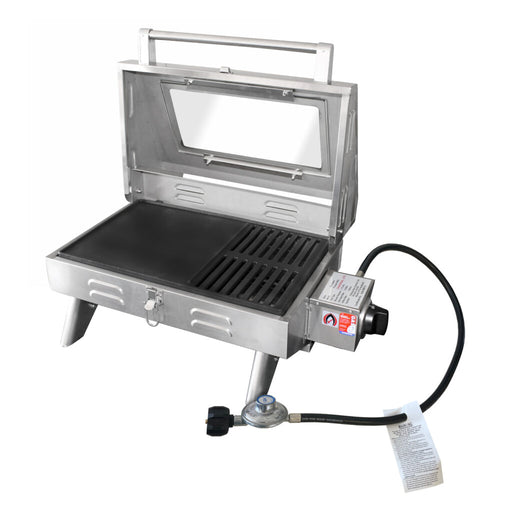 Kiwi Sizzler Portable Gas BBQ with Window Open with Regulator